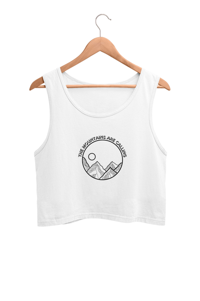 Black and White Mountains Circle - Crop Tank