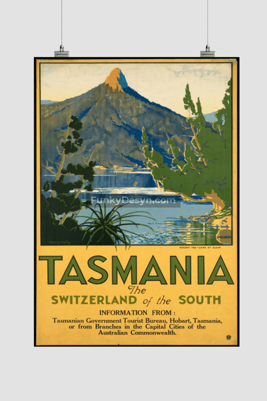 Vintage Tasmania Travel Poster 11.7X16.54 Inches/ Rolled Decor