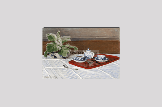 Claude Monets Still Life Tea Service (1872) 8X12 Inches/ Wrapped Canvas