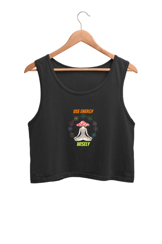 Orange Green Colorful Illustrated Energy Psychedelic - Crop Tank Tops