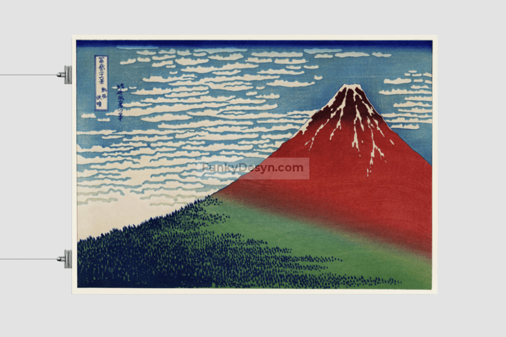Katsushika Hokusai's Fine Wind, Clear Morning (1760-1849), a famous traditional Japanese Ukyio-e style illustration of Mount Fuji