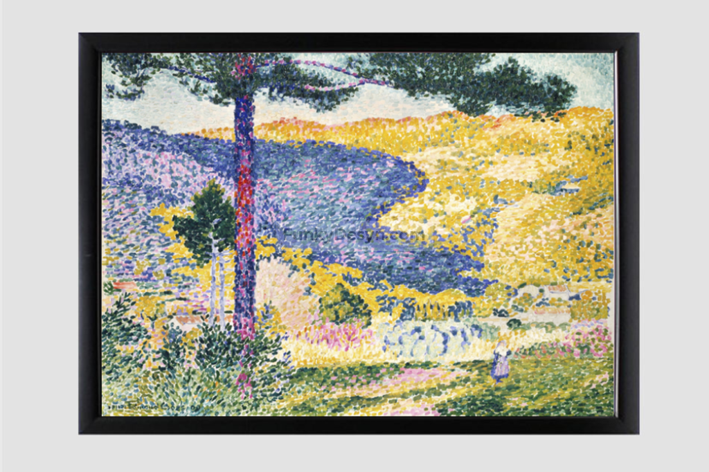 Valley with Fir; Shade on the Mountain (1909) painting in high resolution by Henri-Edmond Cross