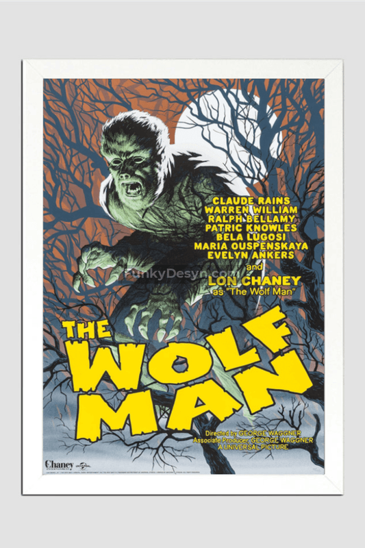 The Wolf Man -1941 11.7X16.54 Inches/ White Framed Poster Decor