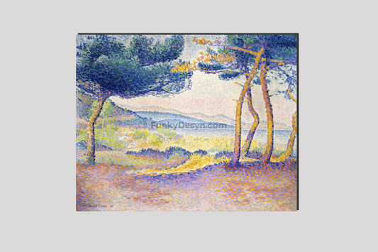 Pines Along the Shore (1896) painting in high resolution by Henri-Edmond Cross.