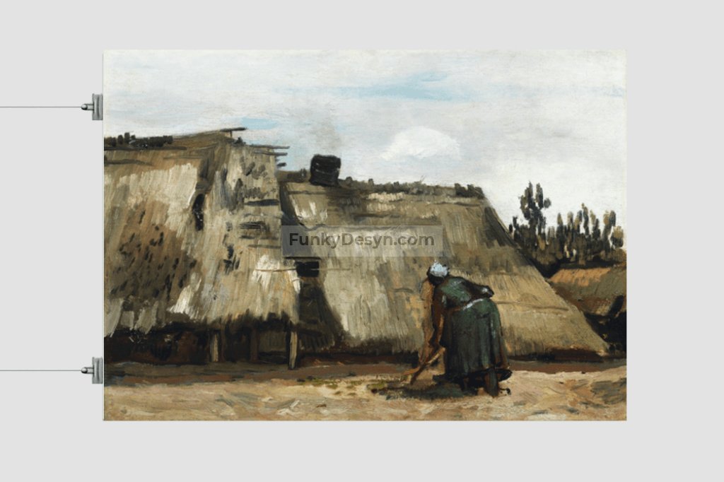 A Peasant Woman Digging In Front Of Her Cottage (C.1885) By Vincent Van Gogh. 11.7X16.54 Inches/