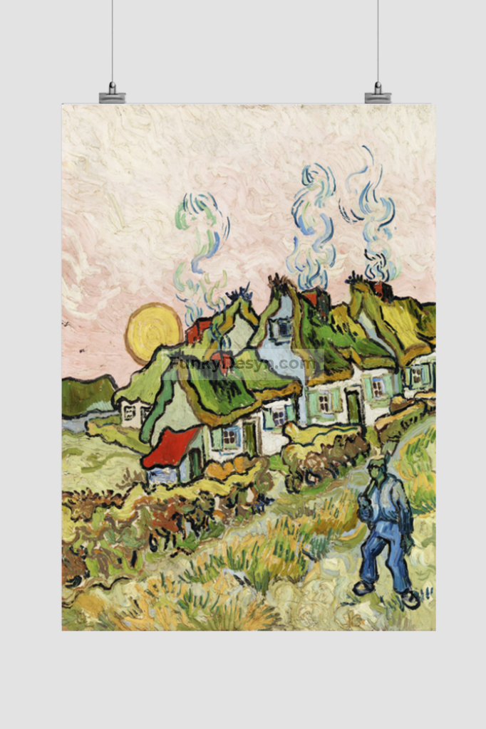 Houses And Figure (1890) By Vincent Van Gogh. 11.7X16.54 Inches/ Rolled Poster