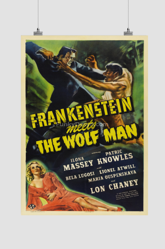 Frankenstein Meets The Wolf Man -1943 11.7X16.54 Inches/ Rolled Poster Decor