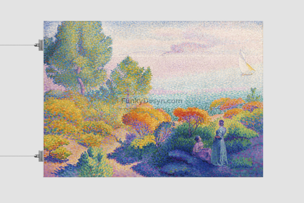 Two Women by the Shore, Mediterranean (1896) painting in high resolution by Henri-Edmond Cross