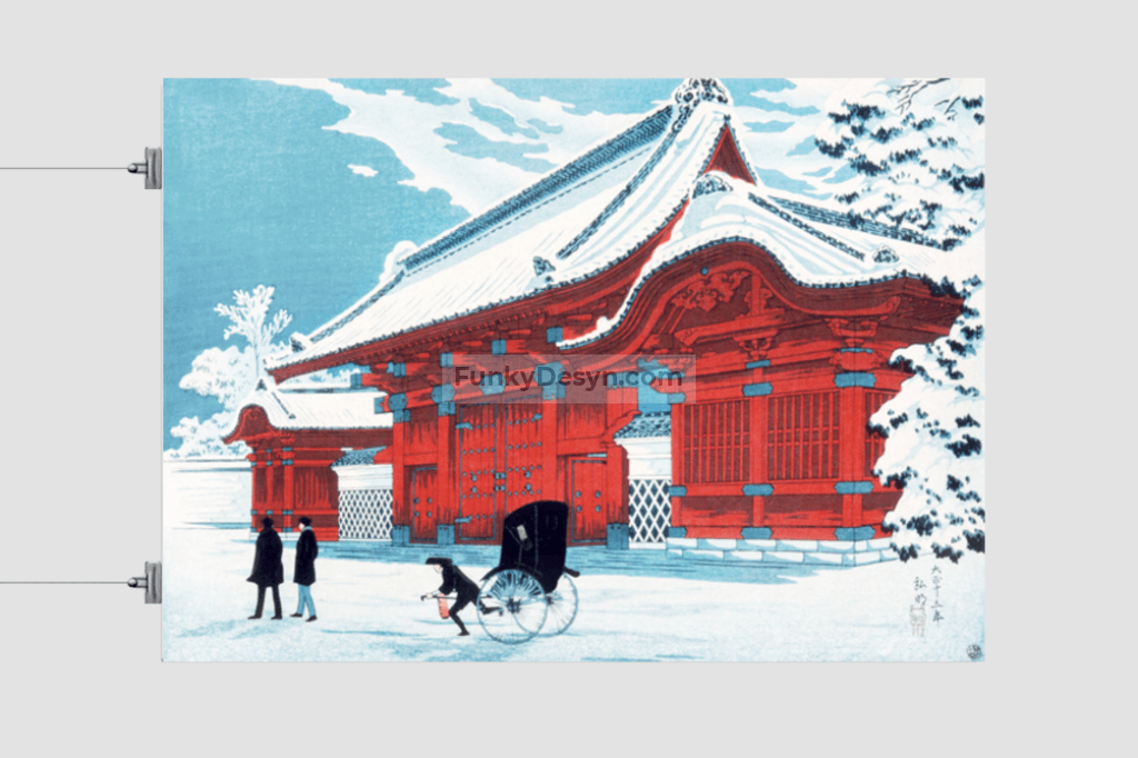 The Red Gate of Hongo in Snow (1926) by Hiroaki Takahashi