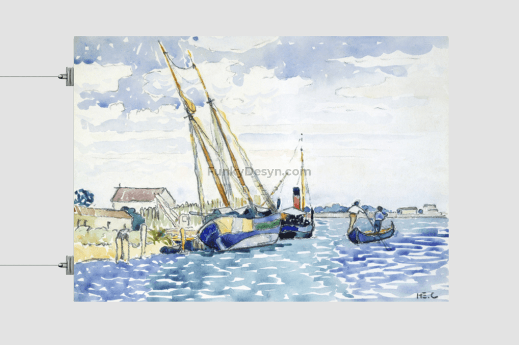 Marine Scene (Boats near Venice) (1903) painting by Henri-Edmond Cross.