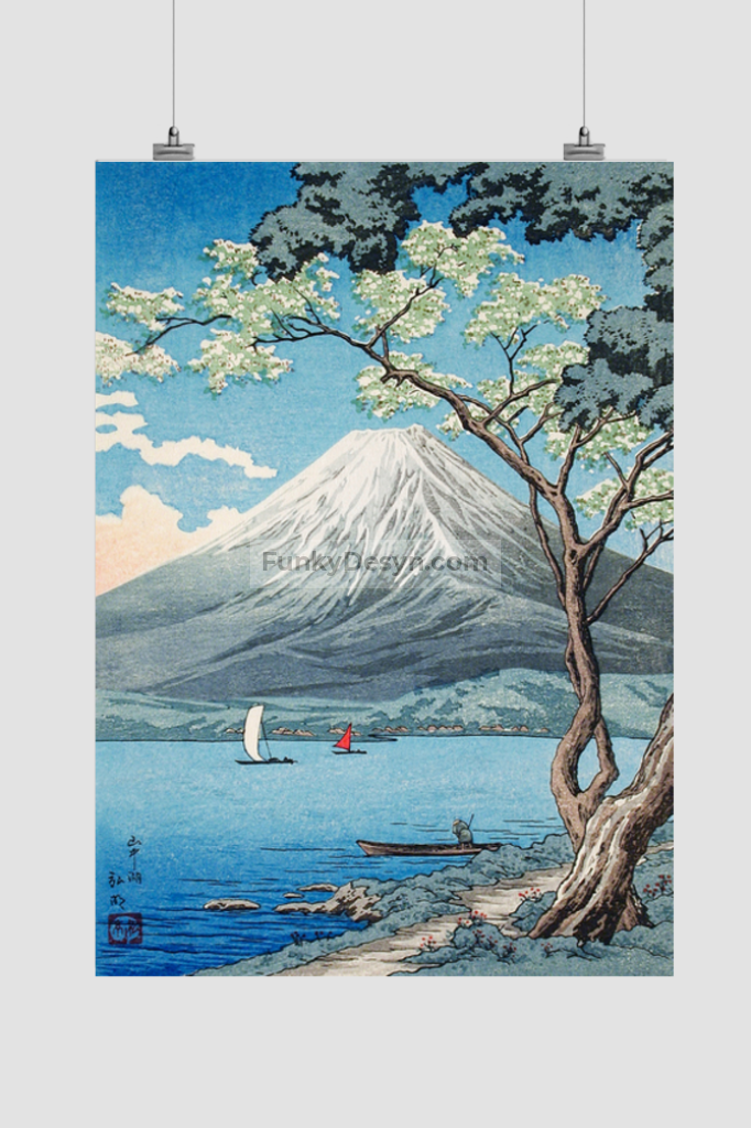 Mount Fuji from Lake Yamanaka print in high resolution by Hiroaki Takahashi (1871–1945)