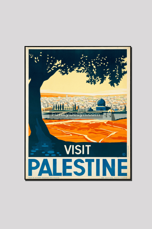Visit Palestine Vintage Poster 16X20 Inches/ Wrapped Canvas Decor