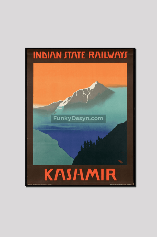 Vintage Kashmir Travel Poster 16X20 Inches/ Wrapped Canvas Decor