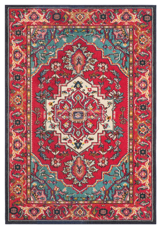Monaco Rug, Red/Turquoise