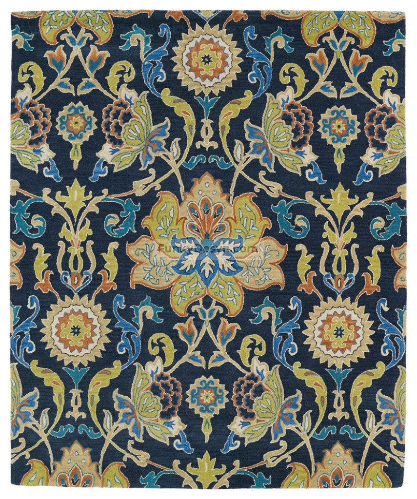 Hand-Tufted Taj Navy Wool Rug