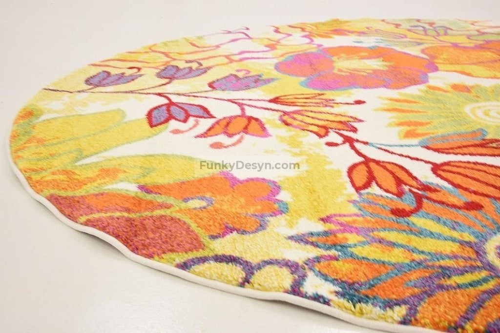 Round Floral Area Rug