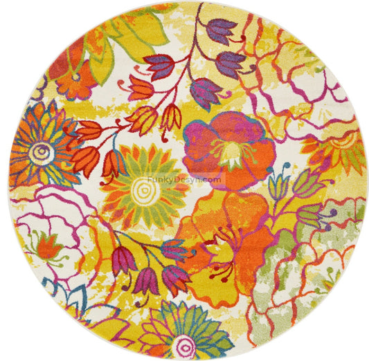 Round Floral Area Rug