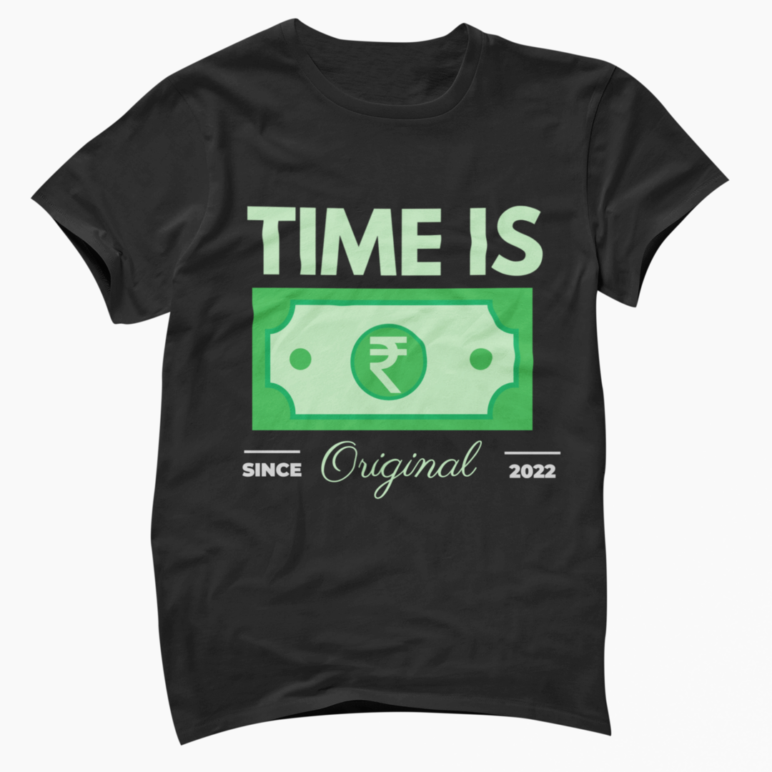 Black and Green Simple Time Is Money T-shirt