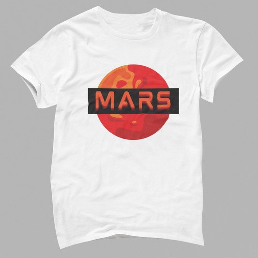 Red Orange Futuristic Modern Illustrated Mars - Unisex T-Shirts