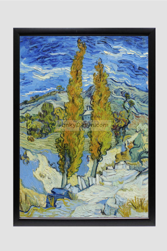 The Poplars At Saint-Rémy (1889) By Vincent Van Gogh. 11.7X16.54 Inches/ Black Framed Poster