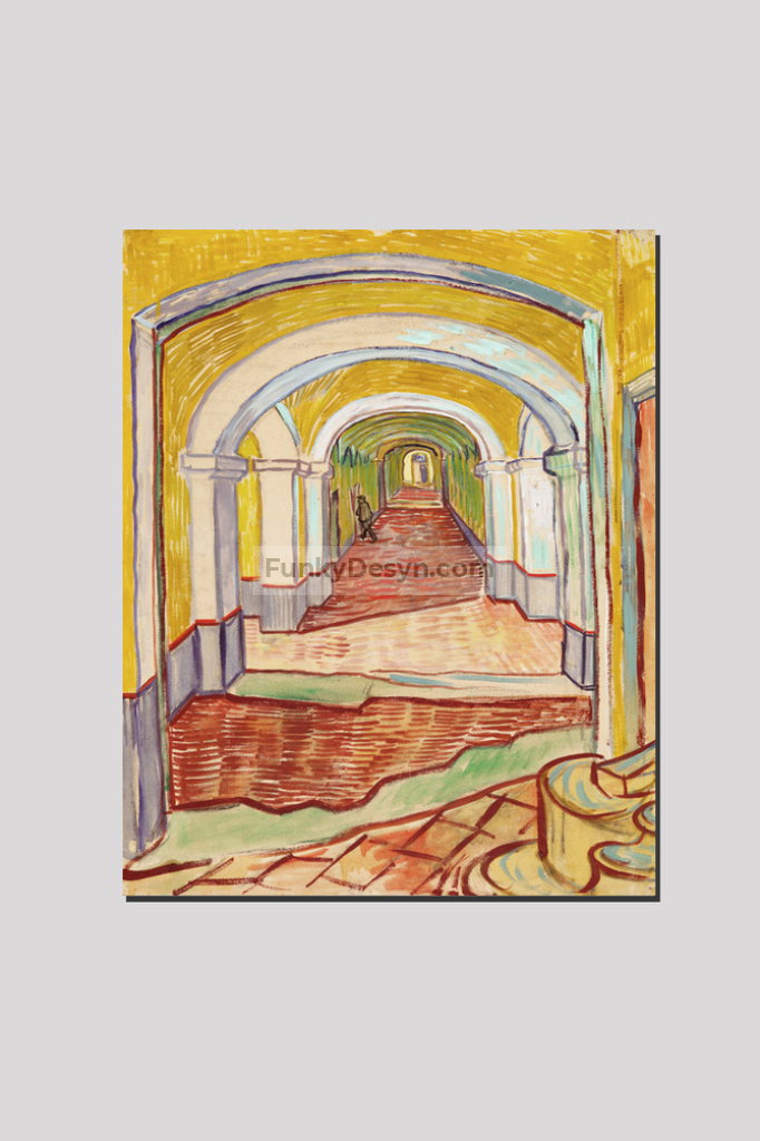 Corridor In The Asylum (1889) By Vincent Van Gogh. 16X20 Inches/ Wrapped Canvas