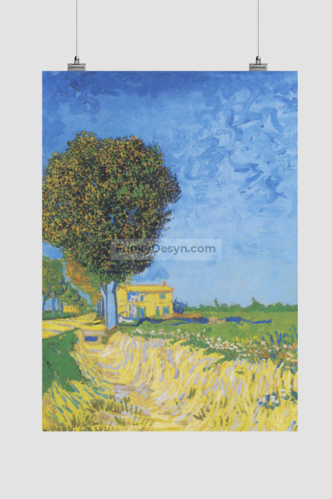 Vincent Van Goghs Avenue At Arles With Houses (1888) 11.7X16.54 Inches/ Rolled Poster