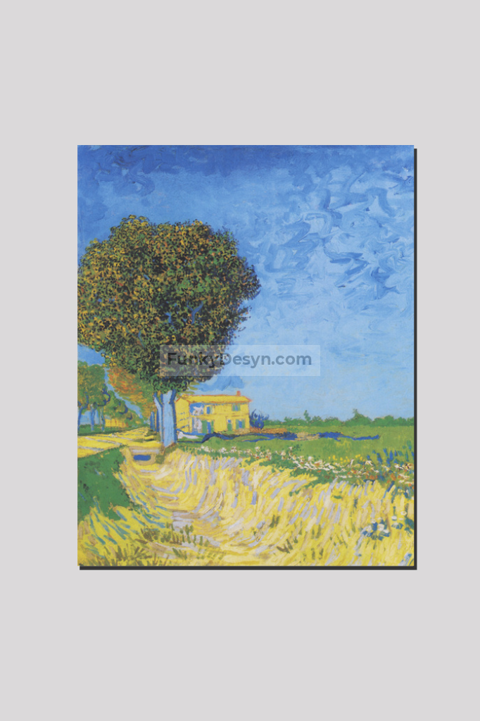 Vincent Van Goghs Avenue At Arles With Houses (1888) 16X20 Inches/ Wrapped Canvas