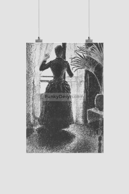 Woman At The Window Initial Conception For Painting Sunday (Ca. 18871888)By Paul Signac 8.3X11.7