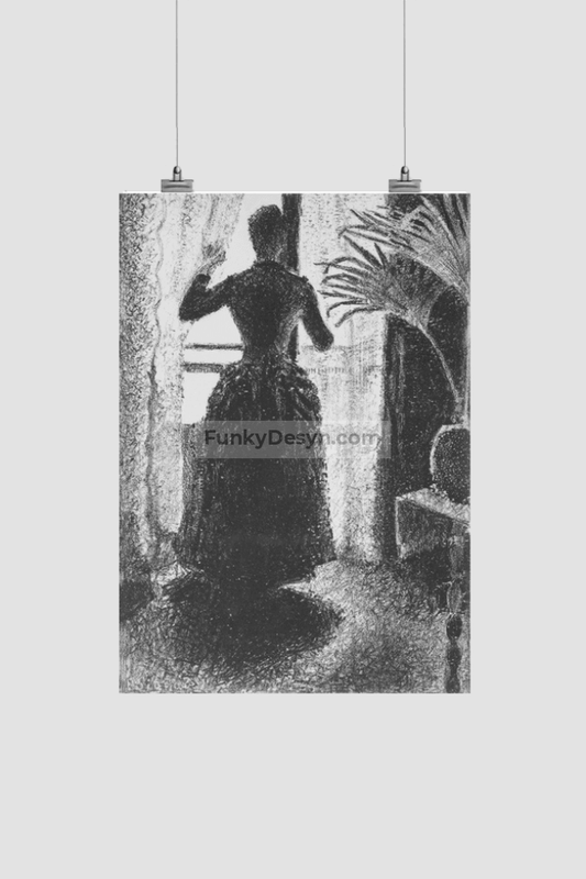 Woman At The Window Initial Conception For Painting Sunday (Ca. 18871888)By Paul Signac 8.3X11.7