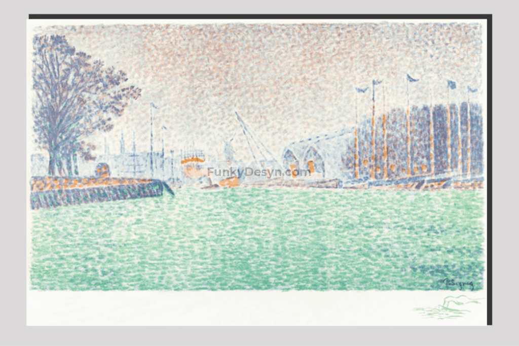 At Flushing (A Flessingue) (1895) Print By Paul Signac 20X30 Inches/ Wrapped Canvas Decor