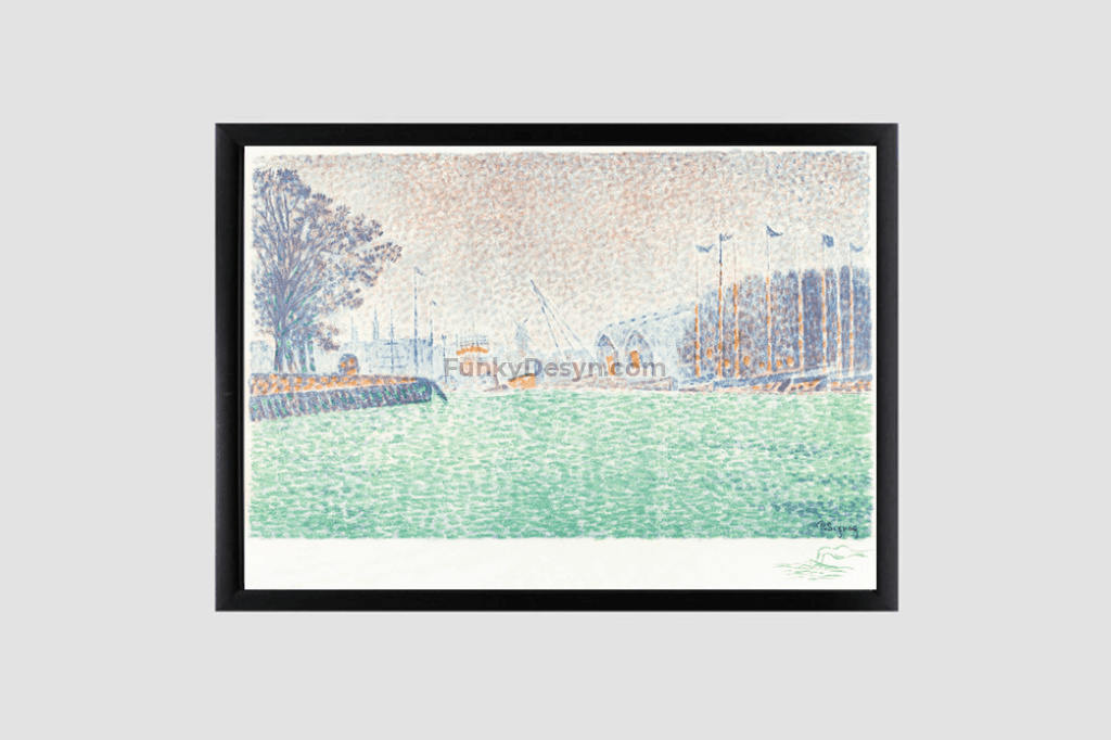At Flushing (A Flessingue) (1895) Print By Paul Signac 8.3X11.7 Inches/ Black Framed Poster Decor