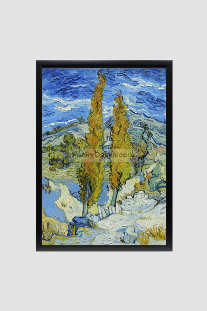 The Poplars At Saint-Rémy (1889) By Vincent Van Gogh. 8.3X11.7 Inches/ Black Framed Poster