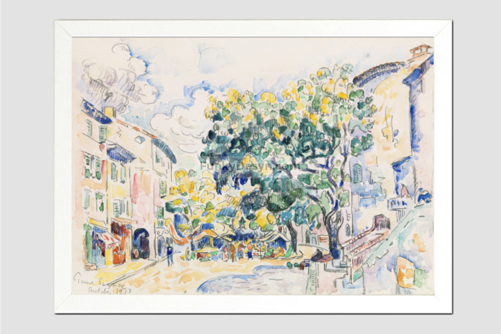 Antibes (Ca. 1918) Painting By Paul Signac 11.7X16.54 Inches/ White Framed Poster Decor
