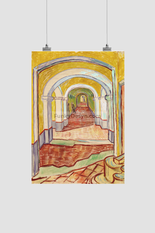 Corridor In The Asylum (1889) By Vincent Van Gogh. 8.3X11.7 Inches/ Rolled Poster