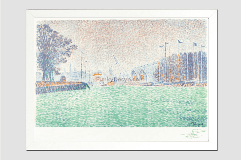 At Flushing (A Flessingue) (1895) Print By Paul Signac 11.7X16.54 Inches/ White Framed Poster Decor