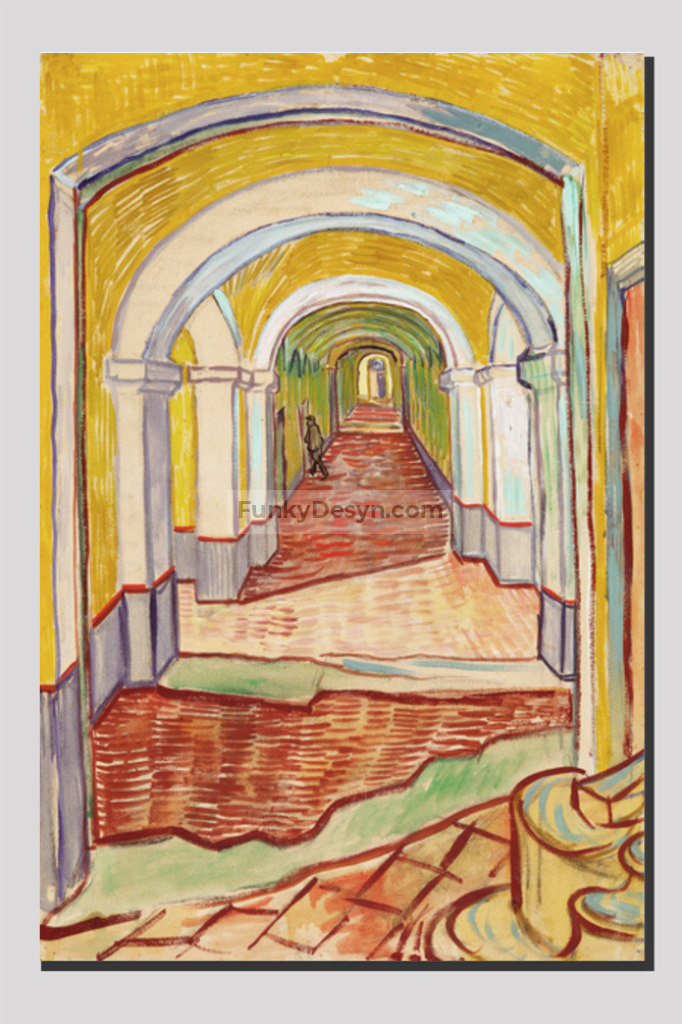 Corridor In The Asylum (1889) By Vincent Van Gogh. 20X30 Inches/ Wrapped Canvas
