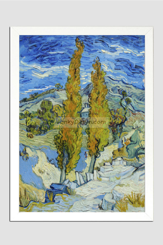 The Poplars At Saint-Rémy (1889) By Vincent Van Gogh. 11.7X16.54 Inches/ White Framed Poster