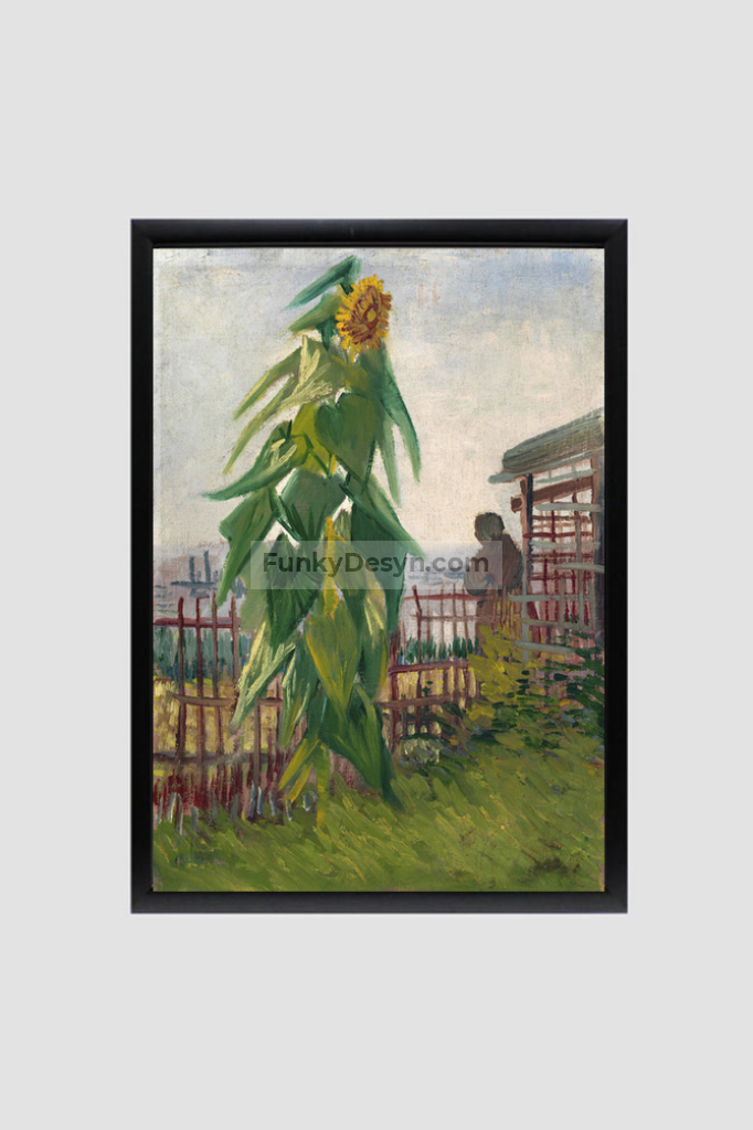 Vincent Van Goghs Allotment With Sunflower (1887) 8.3X11.7 Inches/ Black Framed Poster