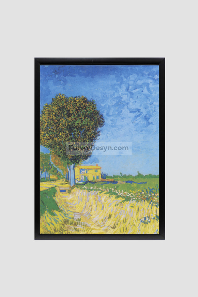Vincent Van Goghs Avenue At Arles With Houses (1888) 8.3X11.7 Inches/ Black Framed Poster