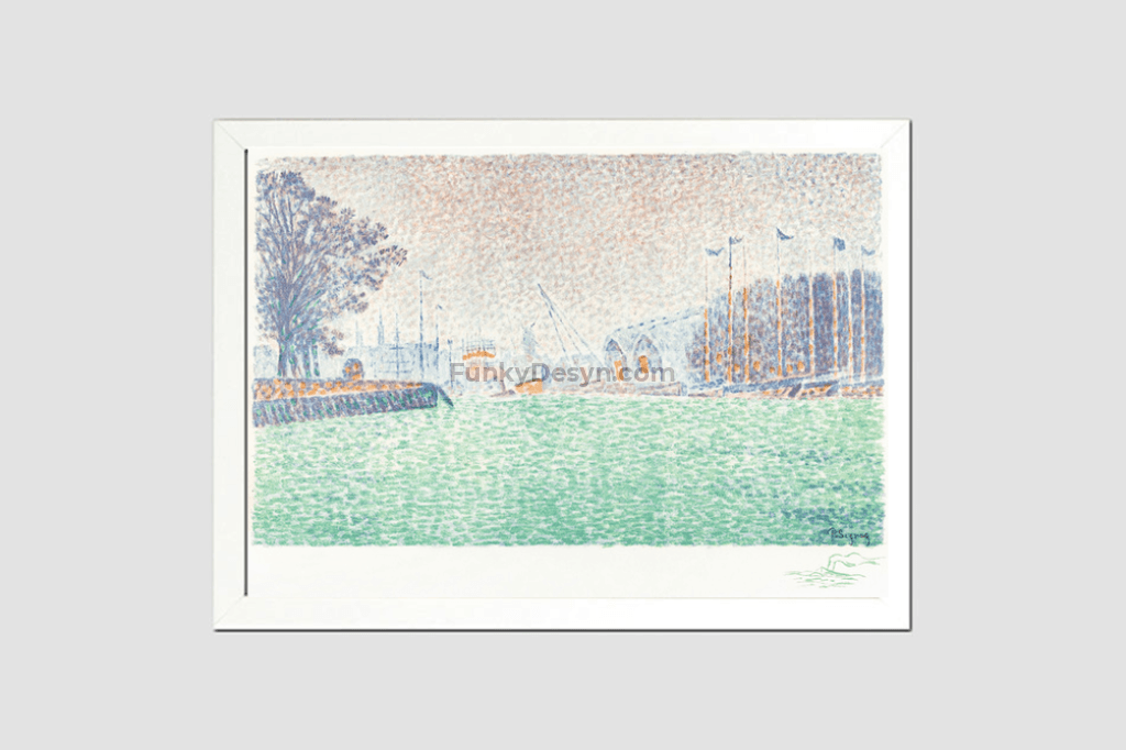 At Flushing (A Flessingue) (1895) Print By Paul Signac 8.3X11.7 Inches/ White Framed Poster Decor