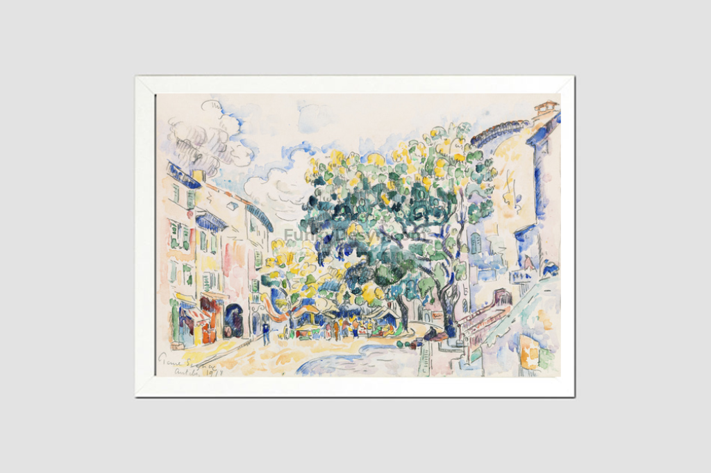 Antibes (Ca. 1918) Painting By Paul Signac 8.3X11.7 Inches/ White Framed Poster Decor