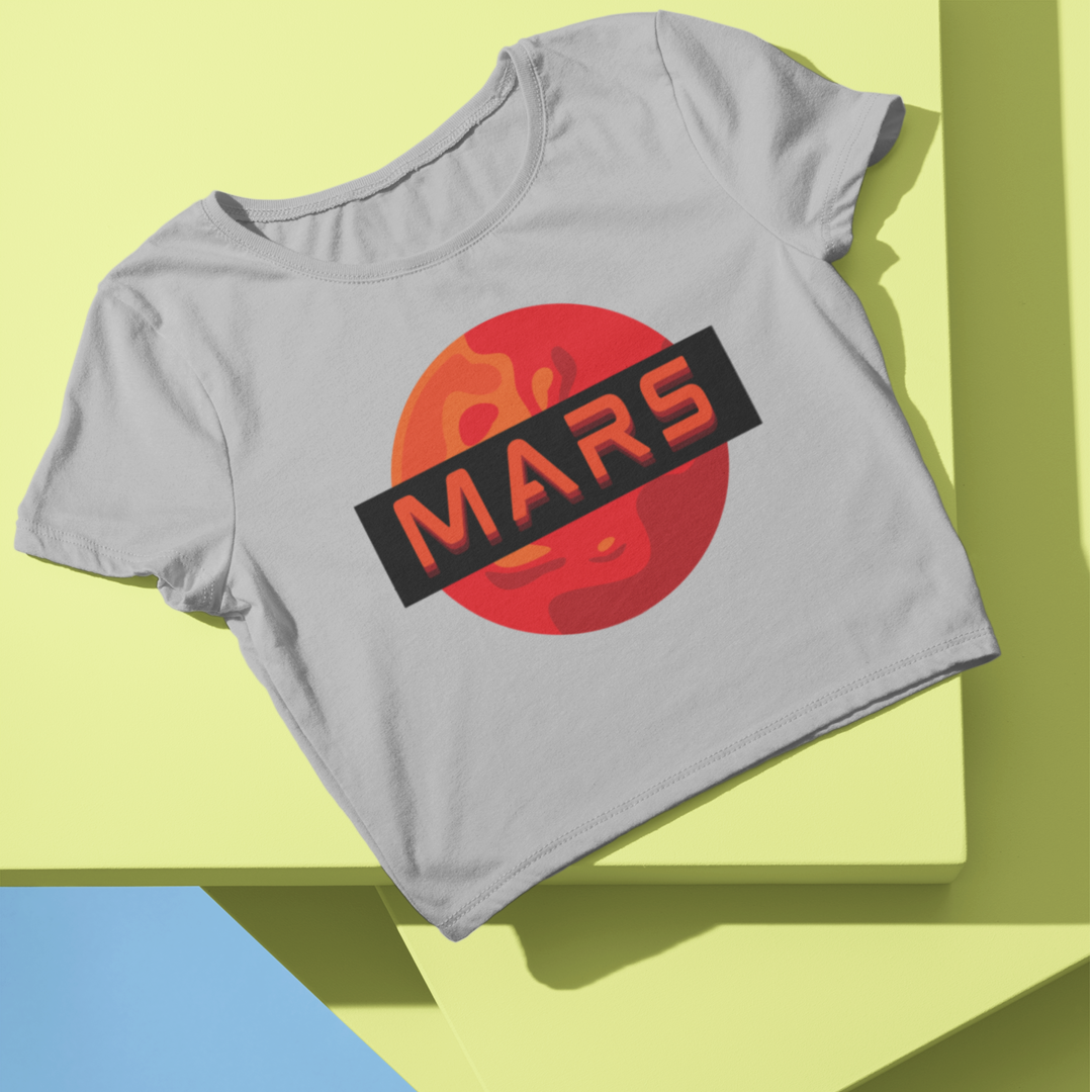Red Orange Futuristic Modern Illustrated Mars - Crop Top