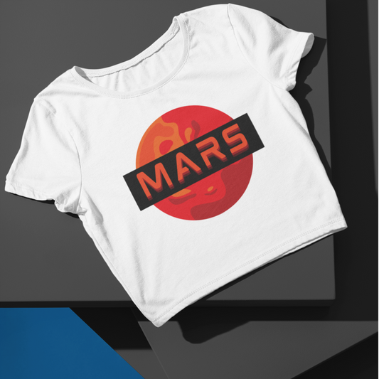Red Orange Futuristic Modern Illustrated Mars - Crop Top