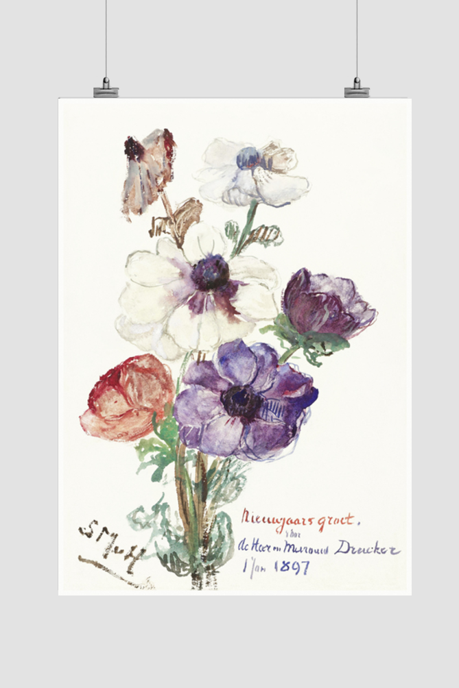 New Year's Greeting with Anemones (1898) by Sientje Mesdag-van Houten