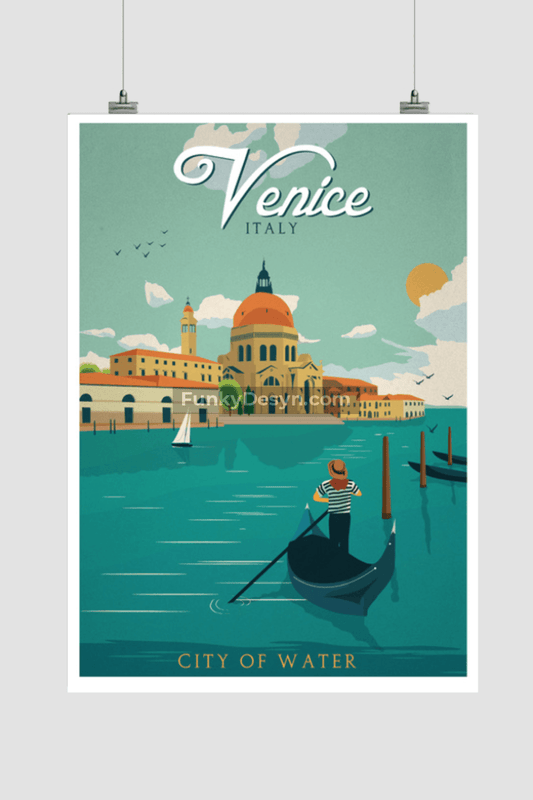 Venice Vintage Travel Poster 11.7X16.54 Inches/ Rolled Decor