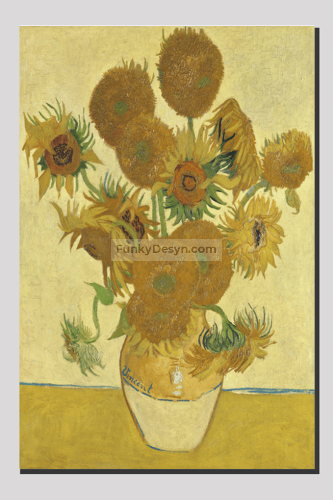Vincent Van Goghs Sunflowers (1888) Famous Still Life Painting. 20X30 Inches/ Wrapped Canvas