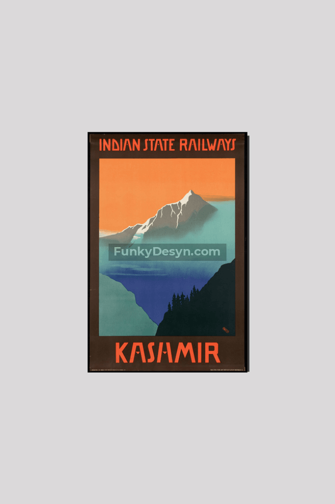 Vintage Kashmir Travel Poster 8X12 Inches/ Wrapped Canvas Decor