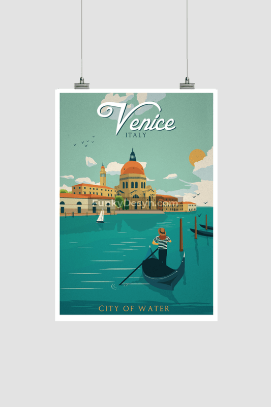 Venice Vintage Travel Poster 8.3X11.7 Inches/ Rolled Decor