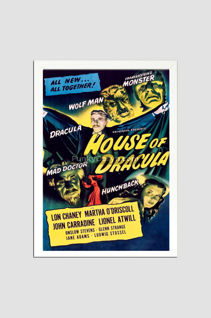 House Of Dracula -1945 8.3X11.7 Inches/ White Framed Poster Decor