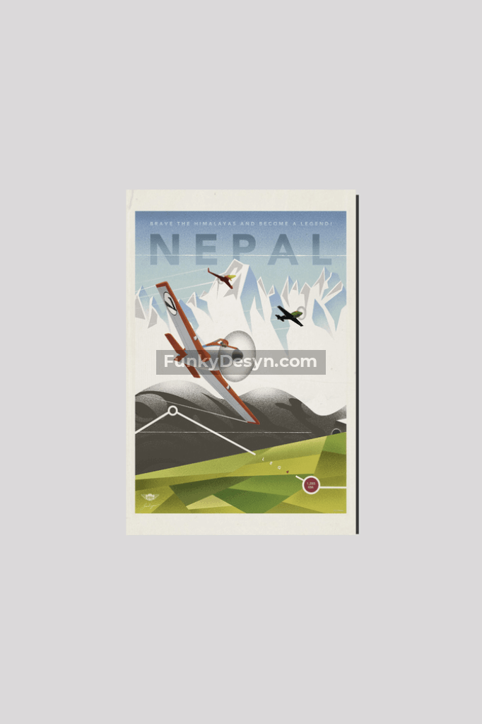 Planes Vintage Poster Nepal 8X12 Inches/ Wrapped Canvas Decor